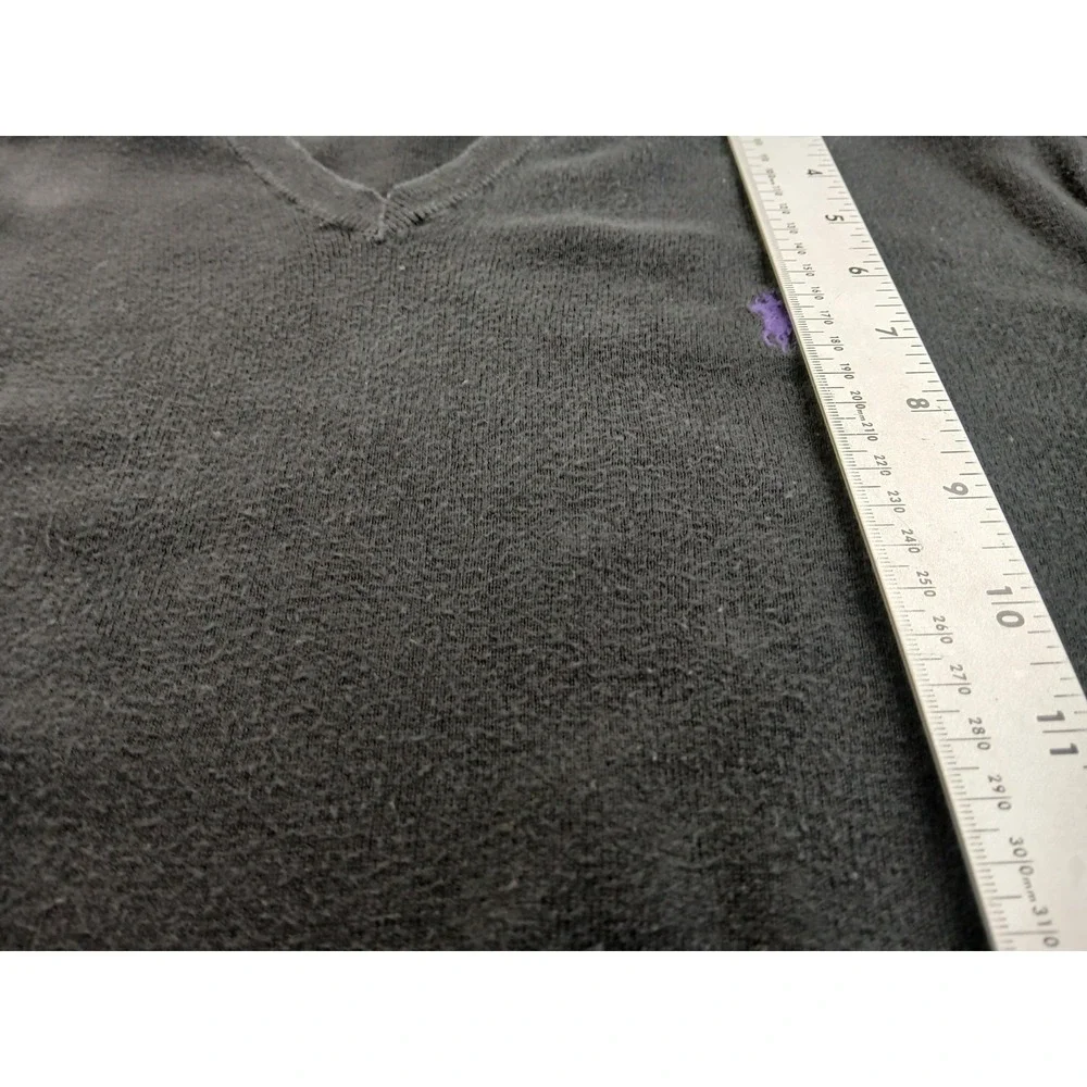 Polo Ralph Lauren Men Black Pima Cotton V-Neck Sweater Pullover Logo Size Medium